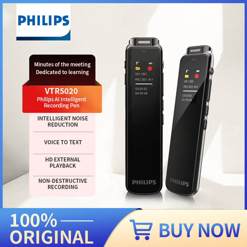 Philips Original Voice Recorder 16GB/32GB Speaker Voice to Text With Bluetooth Mobile App Control Recording VTR5020