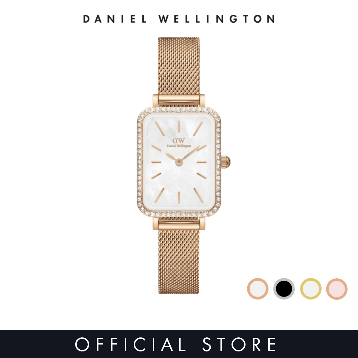 Daniel Wellington Quadro 20x26mm Bezel Mesh MOP Watch - DW Women's watch casual fashion Ladies Female Watch for women Stainless steel ราคา 8,950 บาท*ส่งฟรี