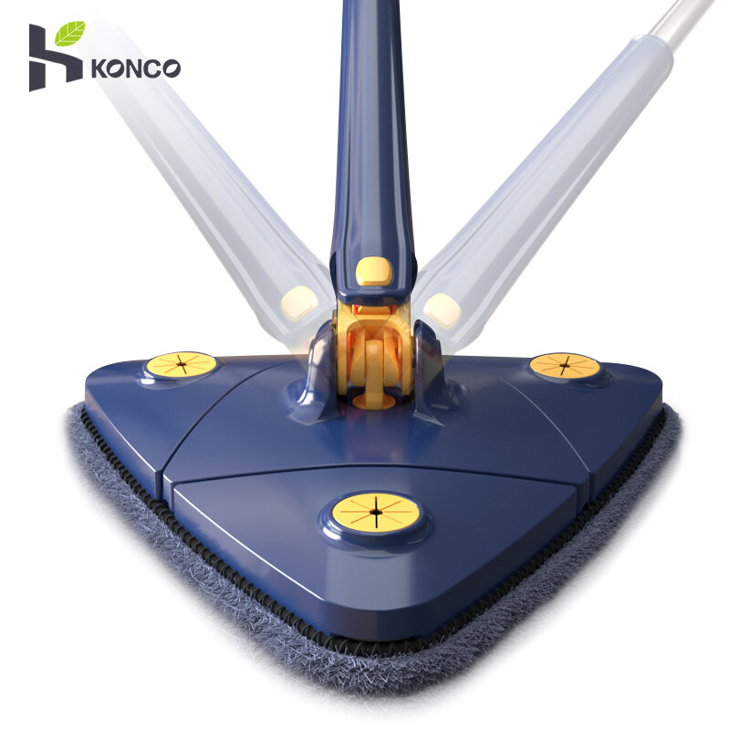 Konco Triangular Mop 360°Rotatable Adjustable Triangle Cleaning Mop Telescopic Squeeze Flat Floor Mop for Window Floor Cleaning hands free floor sweeper ราคา 289 บาท*ส่งฟรี