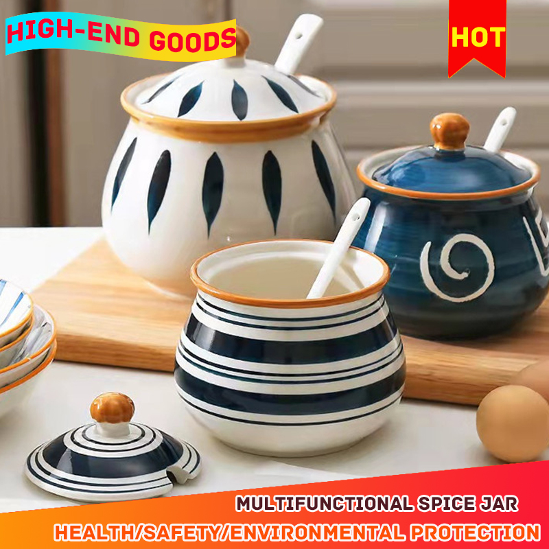 Gambar ?100% Quality Assurance? Kitchen Lard Pot Ceramic High Temperature Oil splashing Pepper Pot Household Salt Pot Seasoning Seasoning Pot