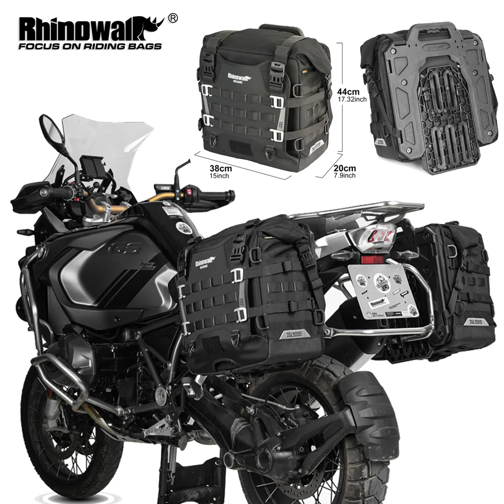 Rhinowalk Motorcycle Side Bag Quick Release 35L Large Capacity Waterproof Anti-Theft With Lock Hole（No Lock） Molle System Saddlebag Or Expander Rich Compartments Travel Cycling Storage Pannier Bag For BMW KTM ADV Motorcycle ราคา 768 บาท*ส่งฟรี