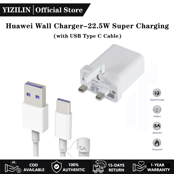 Original Huawei P20 Pro Compatible Charger & Type-C Cable - Fast