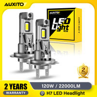 AUXITO 2ชิ้น22000LM 120W หลอดไฟไฟหน้า LED H7อัพเกรด600% สว่างขึ้นโดยไม่ต้องใช้อะแดปเตอร์เสียบปลั๊กและเล่นพัดลมในตัว
