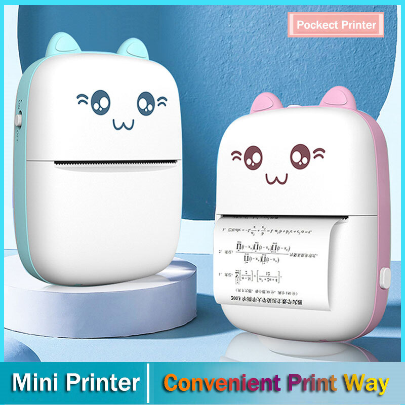 Máy in nhiệt cầm tay giấy in hình mèo mini máy in nhiệt bỏ túi ảnh máy in android ios không dây bt 200dpi in 57mm