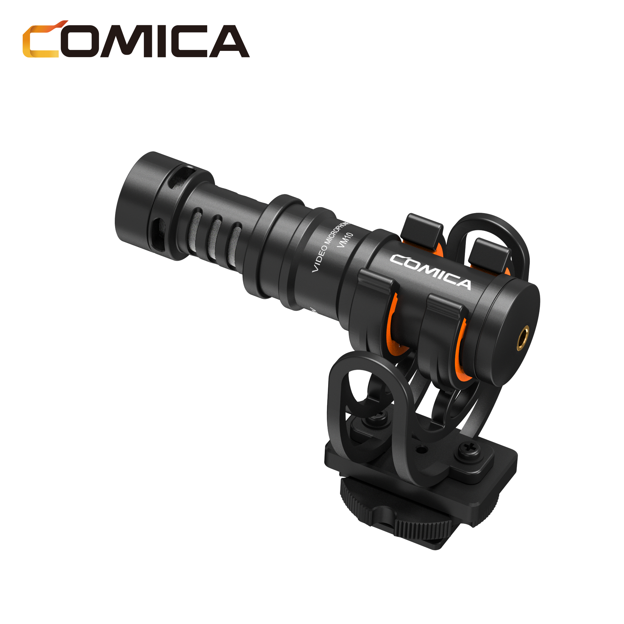 Comica vm10 Mini cardioid Shotgun Microphone thiết kế Kim loại toàn bộ plug and play với khung chống sốc kính chắn gió, Vỏ lọc gió phổ quát cho điện thoại thông minh máy ảnh