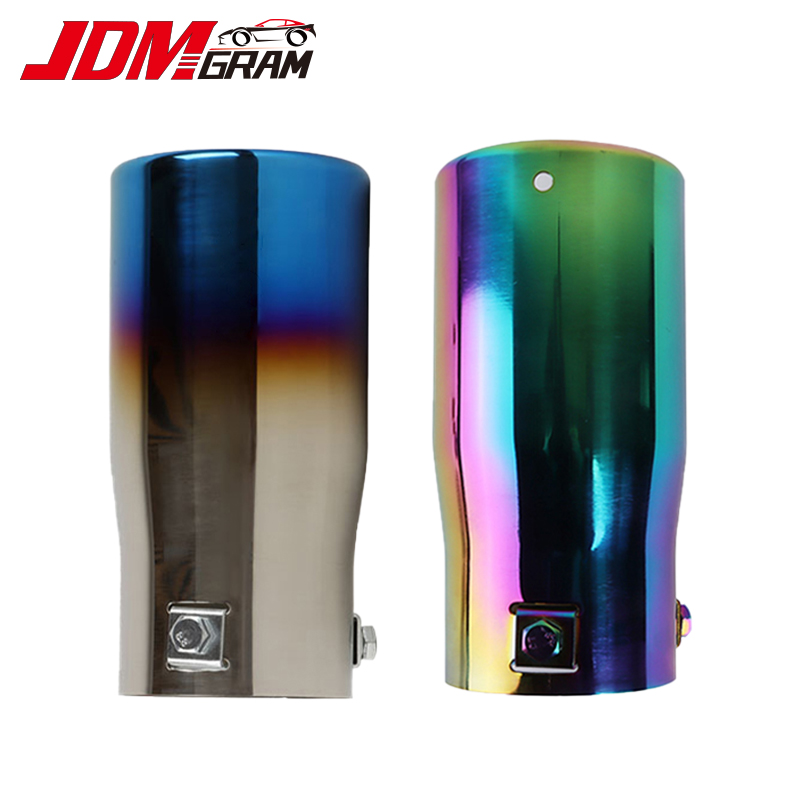 JDMGRAM Ống xả ô tô bằng thép không gỉ Ống xả tự động đa năng bằng thép không gỉ 63mm Racing Vòng cổ họng màu xanh Titan Phụ kiện ô tô