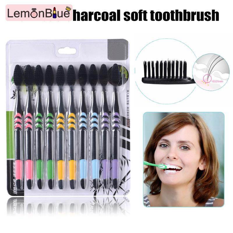 Gambar [RAYA SALE] LemonBlue 10PCS set Ultra Soft Bamboo Charcoal Nano Toothbrush Tooth Brush Dental Care Daily Care