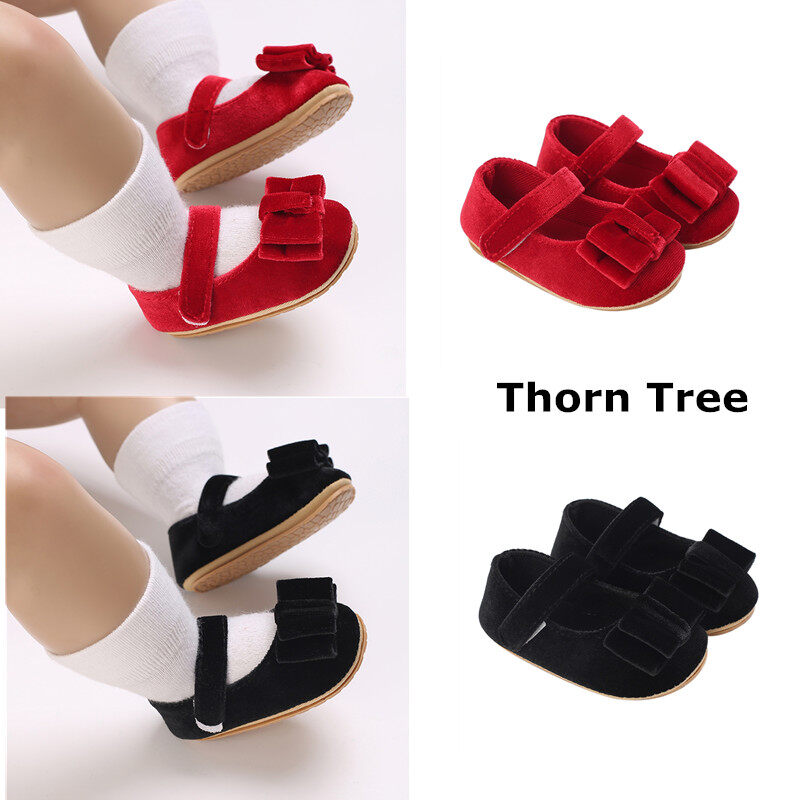 Cây Gai bé gái Mary Jane Flats Với đế mềm buộc nơ Crib Non-Slip giày dễ thương Cô Gái Giày công chúa