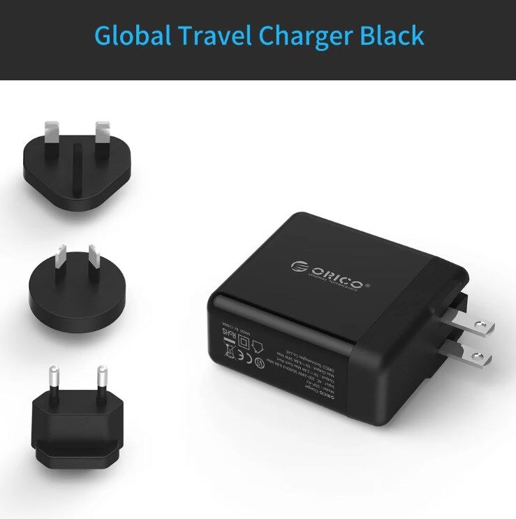 Orico 4 Cổng sạc du lịch USB 5V 6.8A 34W Bộ Sạc gắn tường Với Chuyển Đổi EU Anh Đầu cắm chuẩn Úc Bộ