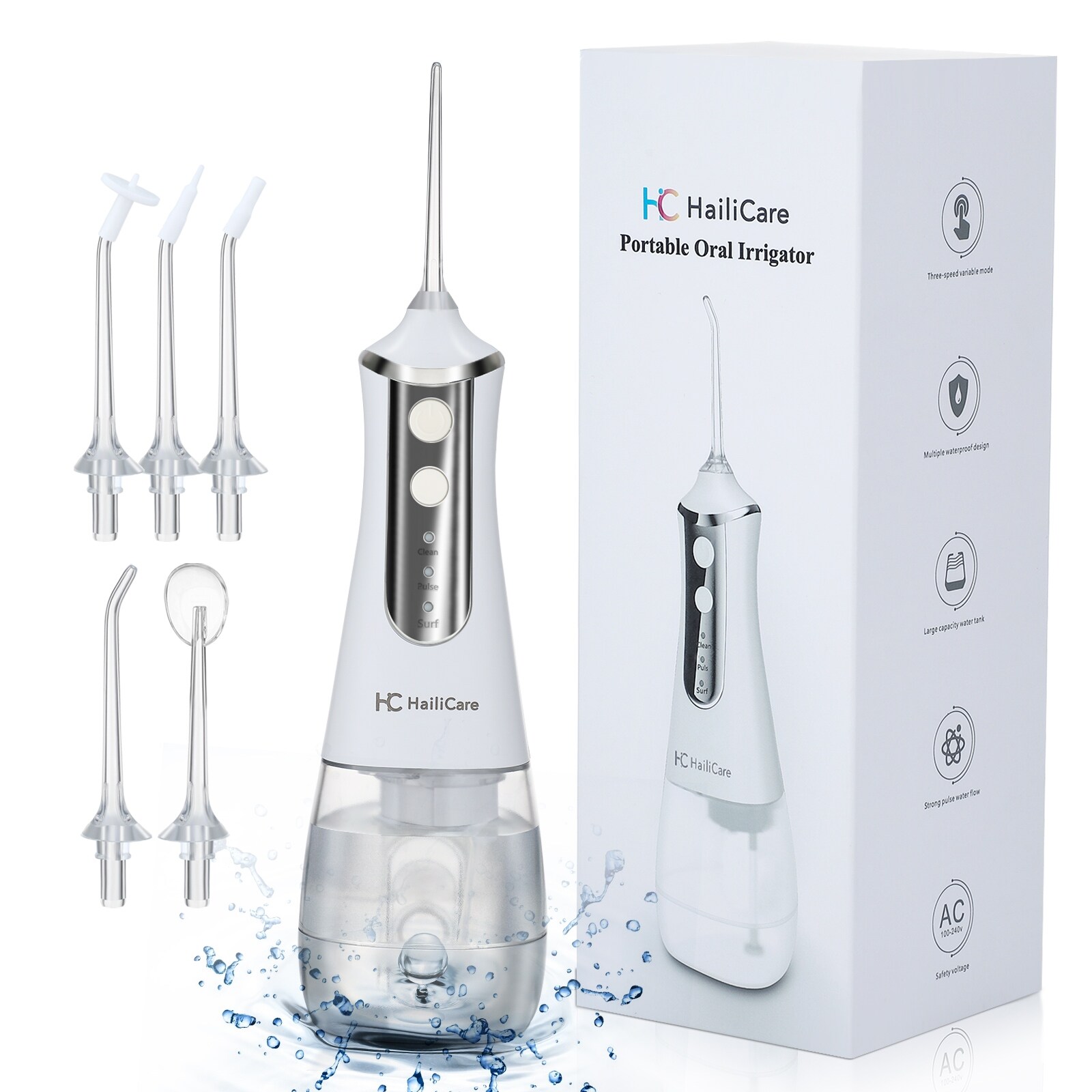 Gambar ?Ready? Water Flosser Cordless Oral IrrigatorRechargeable Dental Flossers 300ML Water5 Modes 6 Tips Water Flossing
