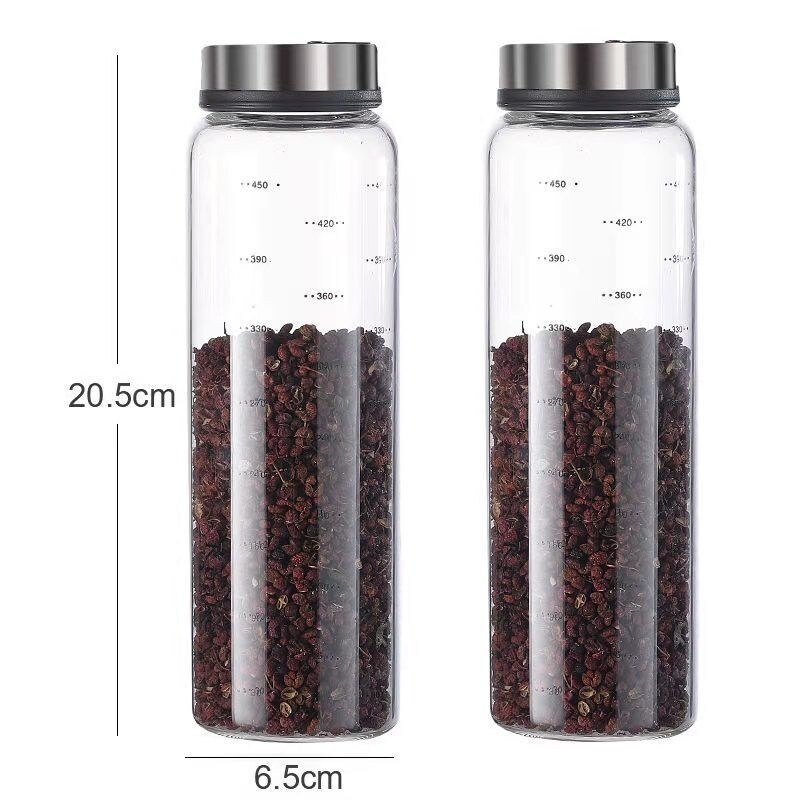 Gambar Multifunctional rotating dusting bottle kitchen supplies high borosilicate heat resistant glass barbecue pepper cumin chicken essence dusting can