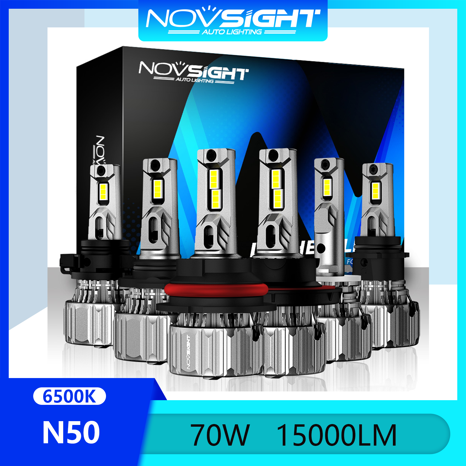 Novsight N50 Mini LED Đèn Pha Ô Tô 9005 9006 9012 H11 H7 H4 Xe Mới Bóng Đèn 70W 15000LM 6500K Siêu Sáng 2 Bóng Miễn Phí Vận Chuyển