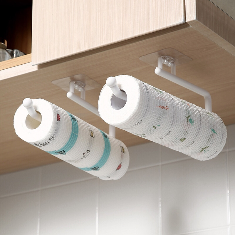 1 cái nhựa ABS Punch-Free nhà bếp khăn chủ Hanger Rack Bar Tủ bám phim Rag treo chủ phòng tắm Organizer Kệ giấy vệ sinh cuộn chủ