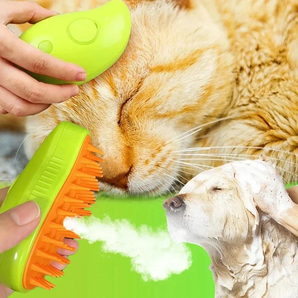 Mèo Bàn là hơi nước điện Phun lông mèo bàn chải họa tiết cún cưng bàn chải hấp mèo Massage Chải lông thú cưng bàn chải lông mèo