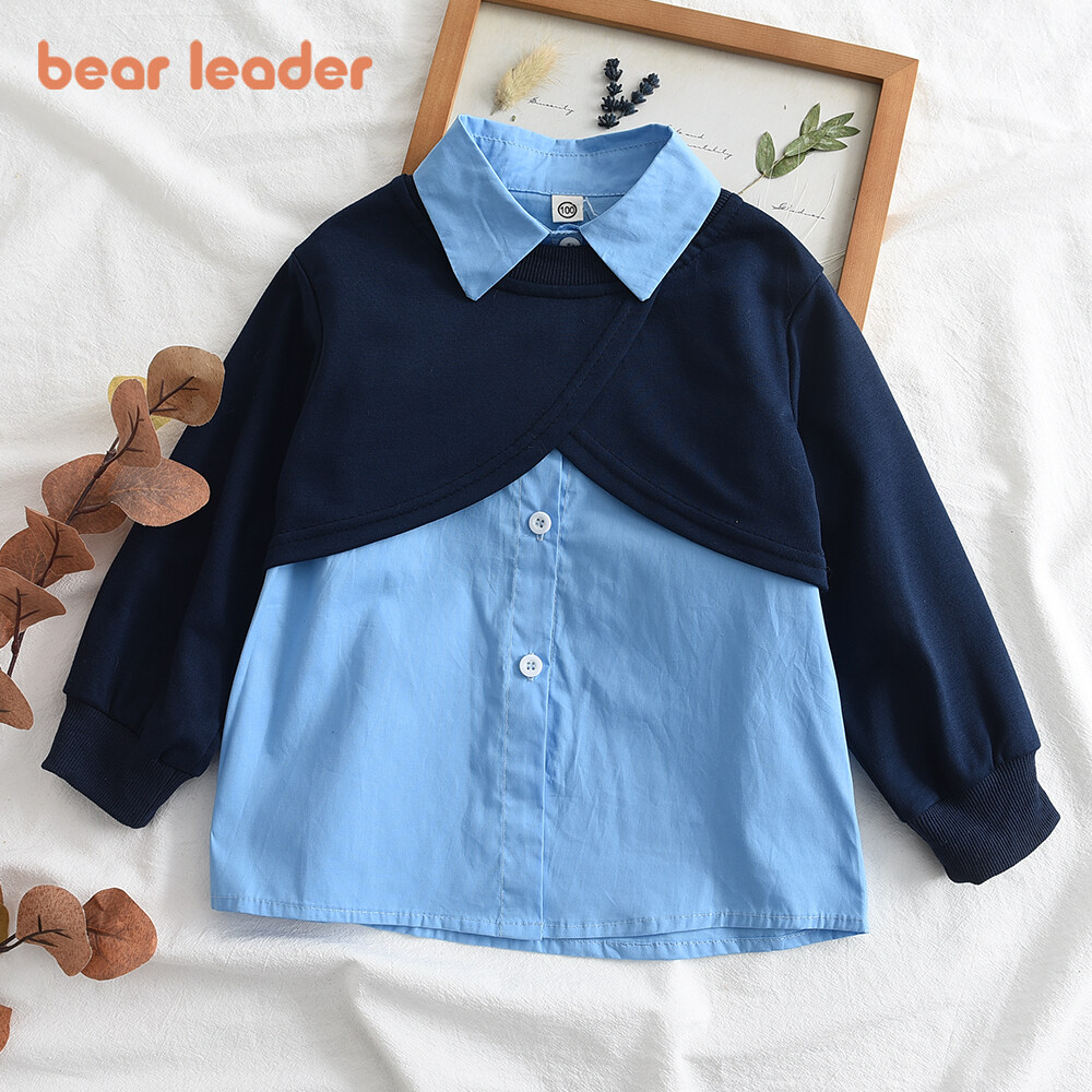 Bear Leader Baby Girls Tops 2023 Patchwork Sweatershirts for Kids Spring