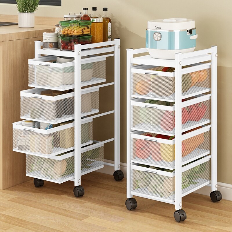 Gambar Kitchen cabinets draw out type microwave oven vegetable basket cracks receive multilayer landing large capacity shelf shelf