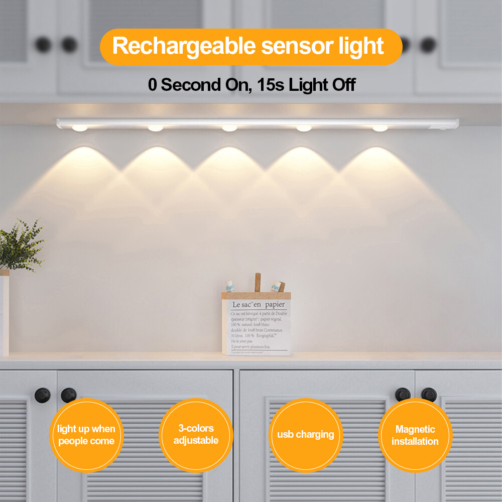 Đèn led siêu mỏng đèn tủ mờ 20/30/40/60cm đèn ngủ sạc usb cảm biến chuyển động đèn tủ bếp