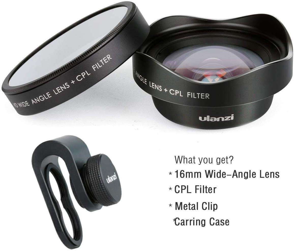 Andoer 16mm HD Wide Angle Phone Lens w/CPL Camera Lens Filter Universal Replacement fo iPhone Samsung Huawei Smartphone 