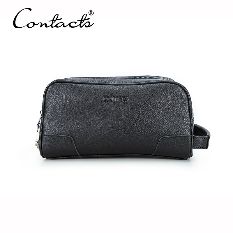 CONTACT'S Genuine Leather Men Travel Cosmetic Bag Password Designer Portsble Toiletries Kit Organizer Makeup Wash Pouch Large Capacity ราคา 1,386 บาท*ส่งฟรี