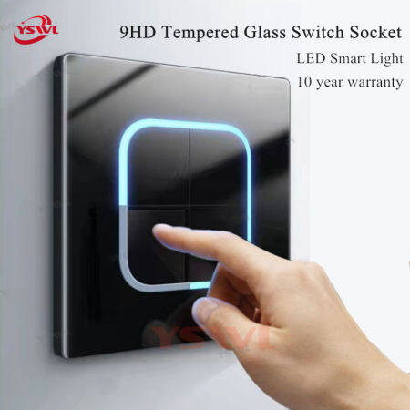 YSWL Tempered Glass Wall Switch with LED, 10-16A