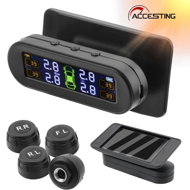 【with 4 Sensors】Car Tire Pressure Alarm Monitoring System Solar TPMS Tyre Universal Real-time Display ราคา 388 บาท*ส่งฟรี