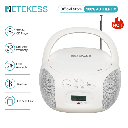 Retekess TR636 Portable CD Player with Bluetooth and Radio