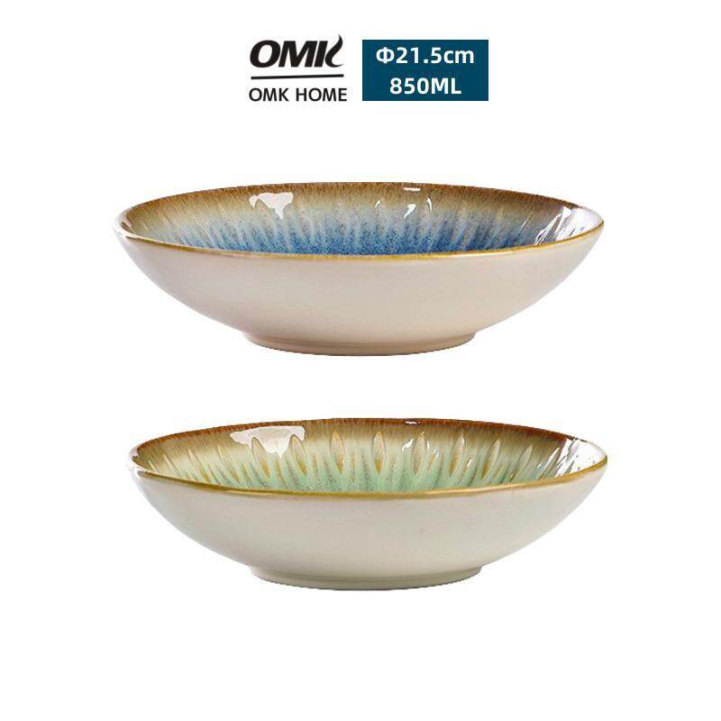 Omk phong cách cổ điển gốm 8.5 inch sâu tấm Tô đựng mì ống món salad