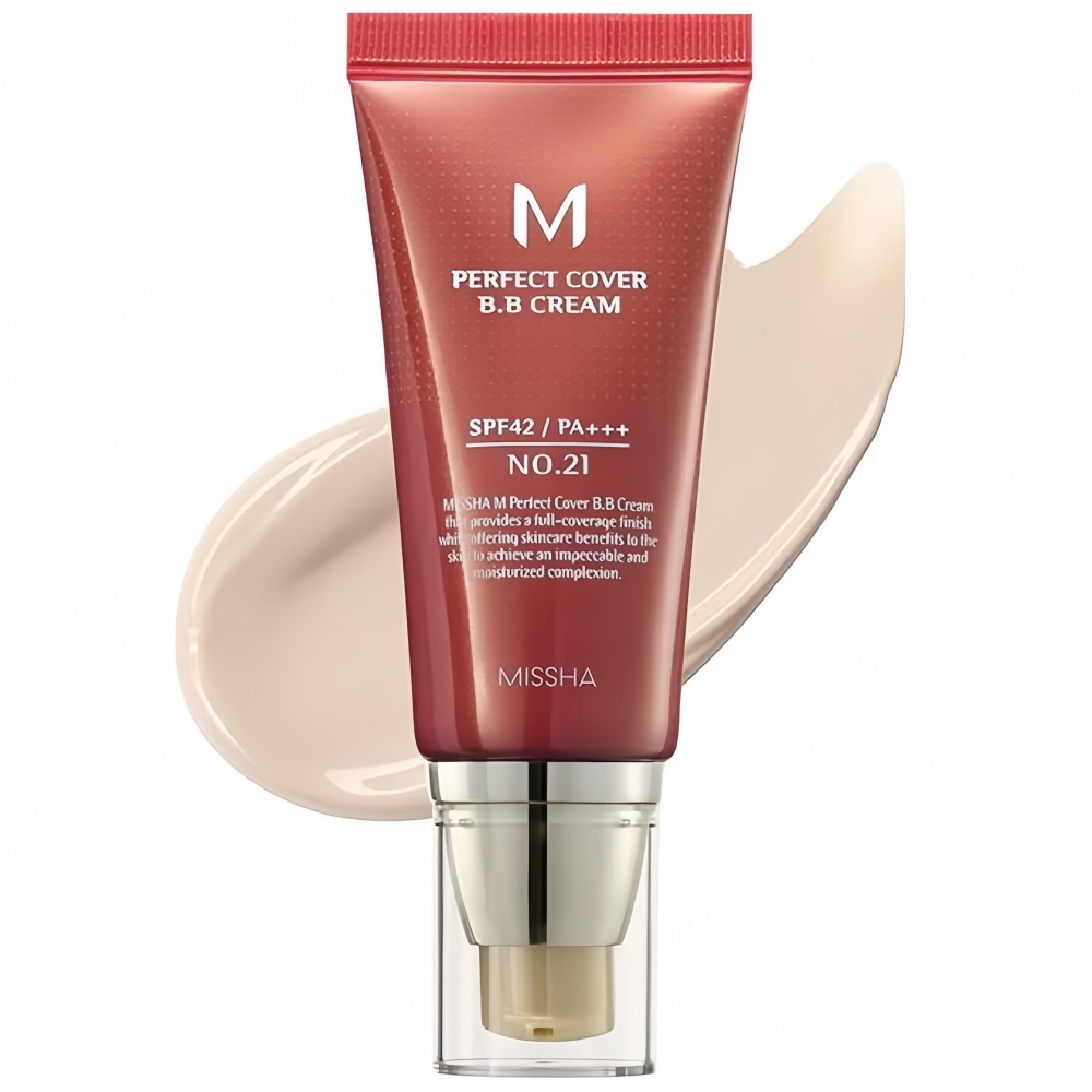 แป้งพัฟ คุชชั่น ครีมรองพื้นคุมมัน MISSHA M Perfect Cover BB Cream Dual Pack No.21 Light Beige for Bright Skin Tone SPF 42 PA +++ 1.69 Fl Oz No.23 Natural Beige 50ml ราคา 423 บาท*ส่งฟรี