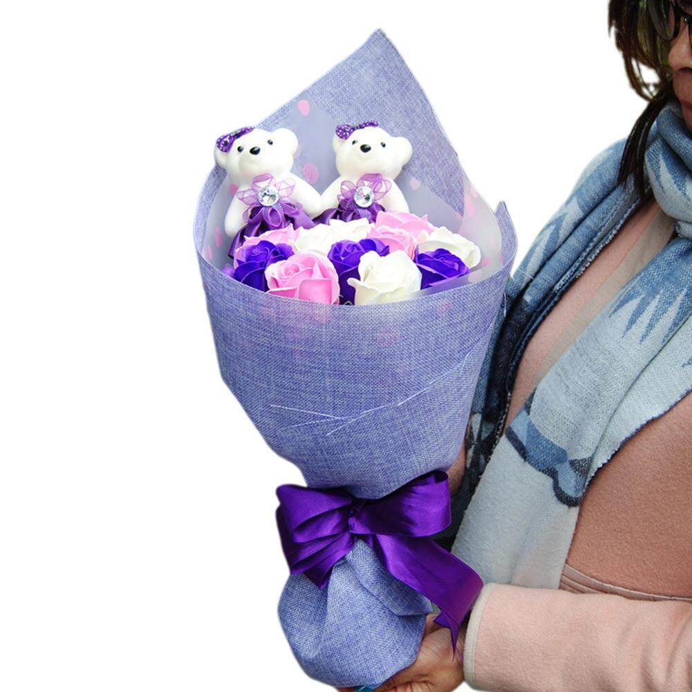 Soft Plush Cute Teddy Rose Bear Bouquet Bath Soap Flower Scented Roses Gift Box Best Perfect Unique Gift Ideas For Valentine Birthday Mothers
