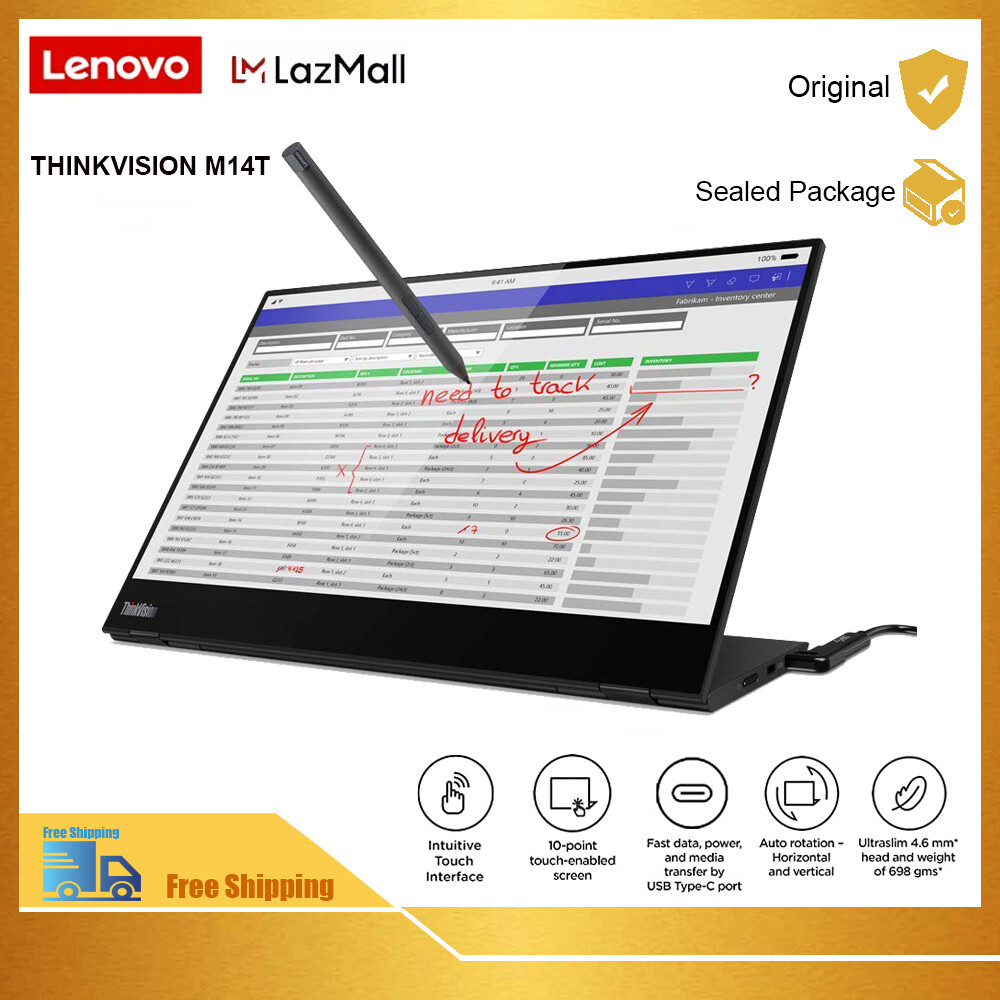 Lenovo Thinkvision M14/M14d/M14t Mobile Monitor Portable Display Type-C dual interface expansion reverse charging 14-inch /2.2k for M14D ultra-clear portable portable screen ราคา 10,381 บาท*ส่งฟรี