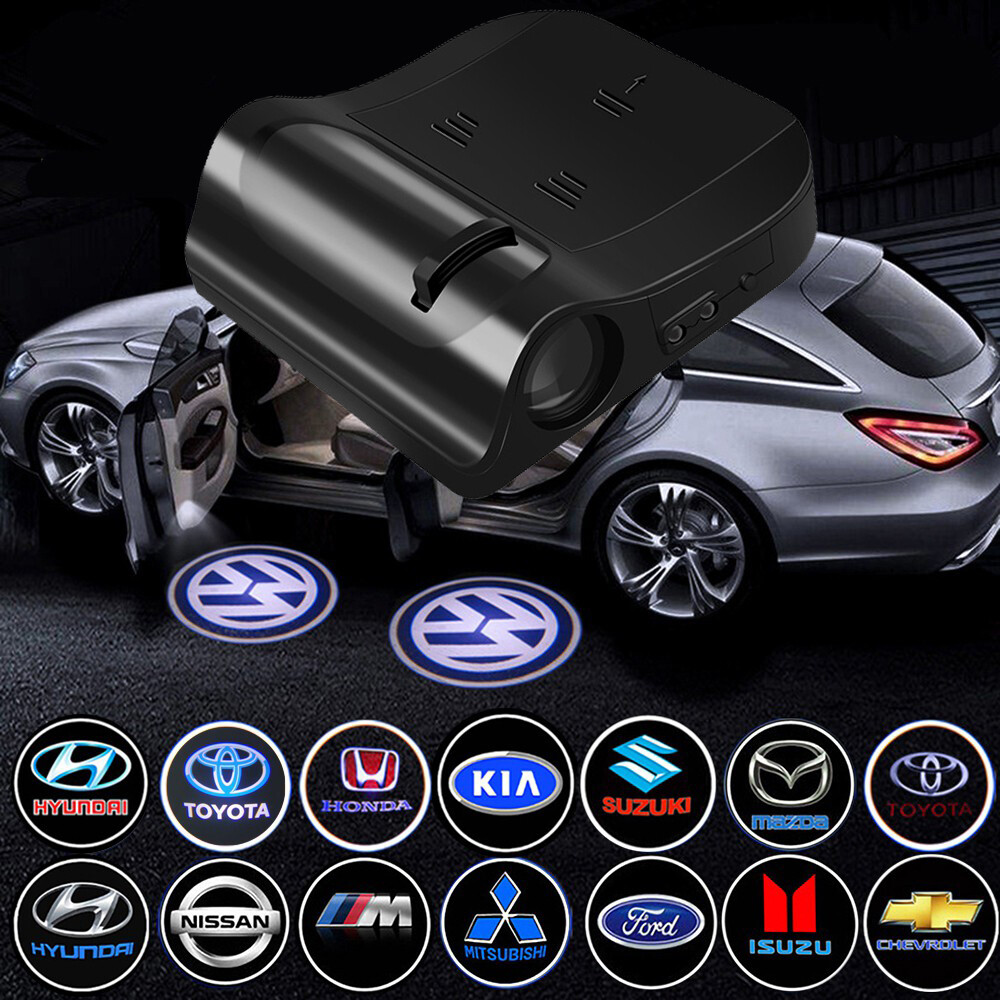 1 Cái Không Dây LED Cửa Xe Chào Mừng Logo Ánh Sáng Cho BMW Toyota Honda Mitsubishi Ford Mazda SUZUKI Volkswagen Kia Nissan Hyundai Perodua Bóng Đèn Chiếu