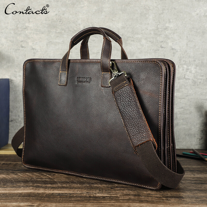 Vali da thật liên lạc túi đeo chéo kiểu túi đưa thư túi xách cho doanh nhân Túi đựng laptop 15.6 inch
