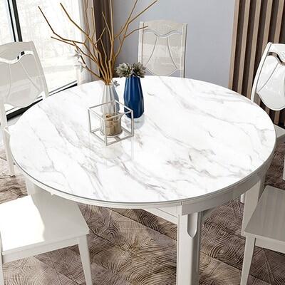 Gambar 2021 PVC Round Table Cloth Imitation Marble Dining Table Round Table Cloth 1.5Mm Waterproof, Oil Proof, Anti Scald Restaurant