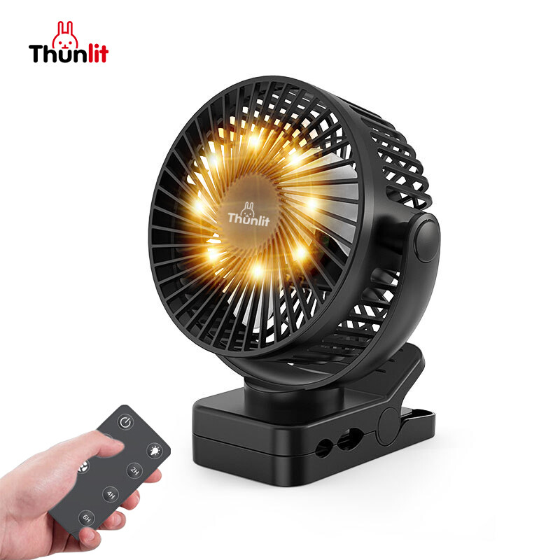 Thunlit Large Clip Fan Black 12000mAh Oscillating Remote Control Fan for Bedroom Dormitory Outdoor Tent ราคา 599 บาท*ส่งฟรี