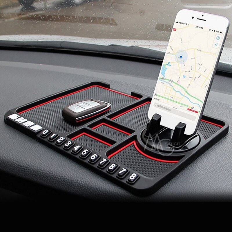 Car Parking Card Number Plate Aromatherapy Glow-in-The-Dark Car Phone Dashboard Mat Non-Slip Phone Pad for 4-in-1 Car Red Anti-Slip Mat Universal Sticky Dash Holder 360° Rotating 