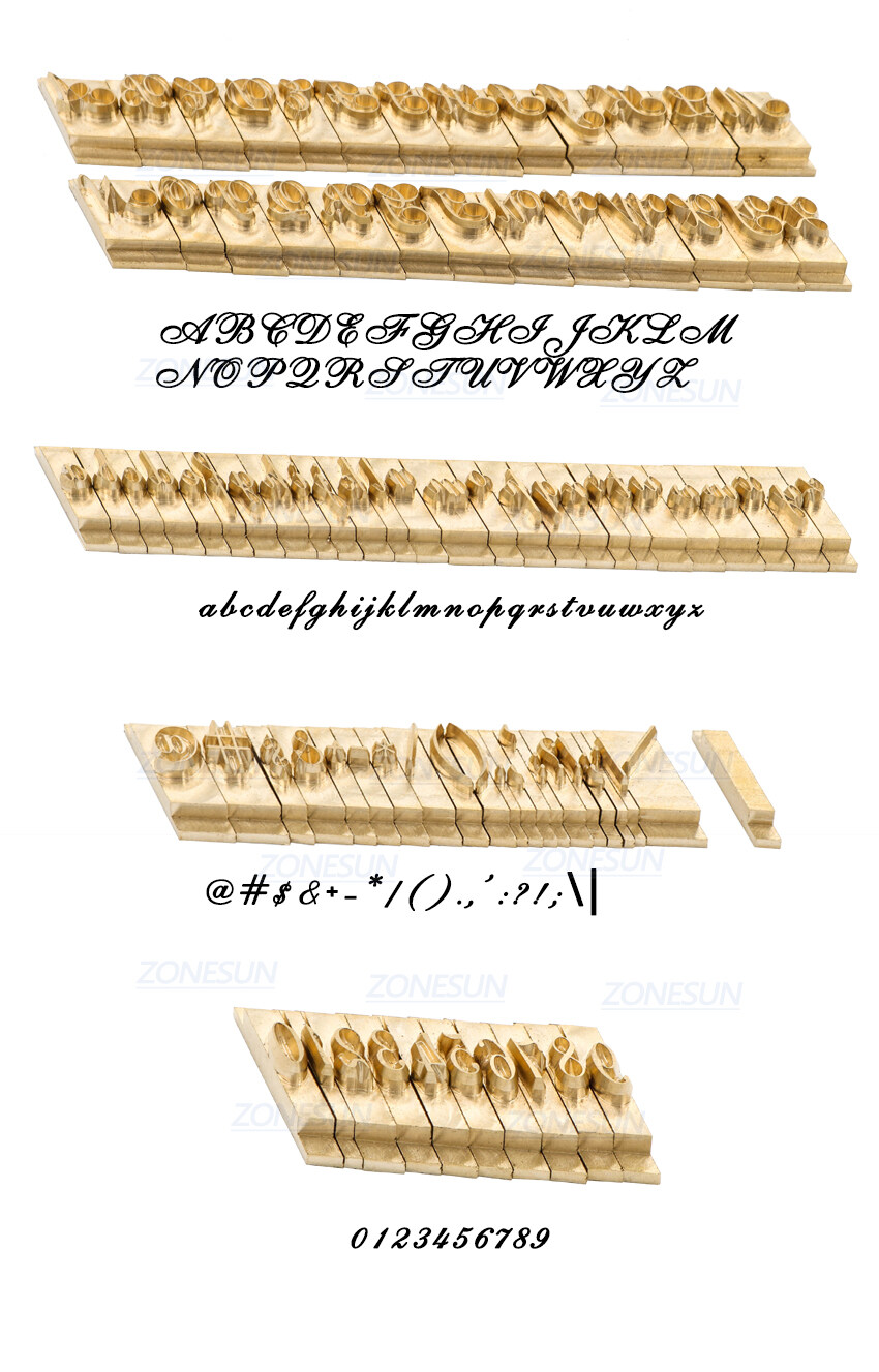 ZONESUN 6 mm de altura latão letras iniciais personalizadas alfabeto