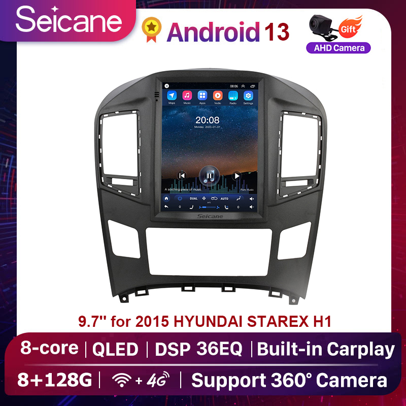 Seicane Tesla Style 9.7 inch QLED Touchscreen Android 12.0 Car Audio Multi-media Player for 2015 HYUNDAI STAREX H1 Radio GPS Navigation System Bluetooth Phone USB SWC Support Carplay/Android Auto Waze ราคา 9,800 บาท*ส่งฟรี