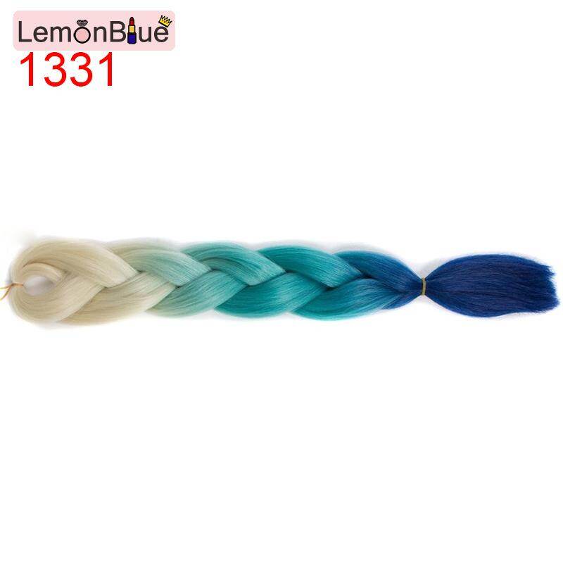 Gambar LemonBlue Three Tone Colors Crochet Hair Extensions Synthetic Braids Ombre Jumbo Braiding Hair Extension 1331