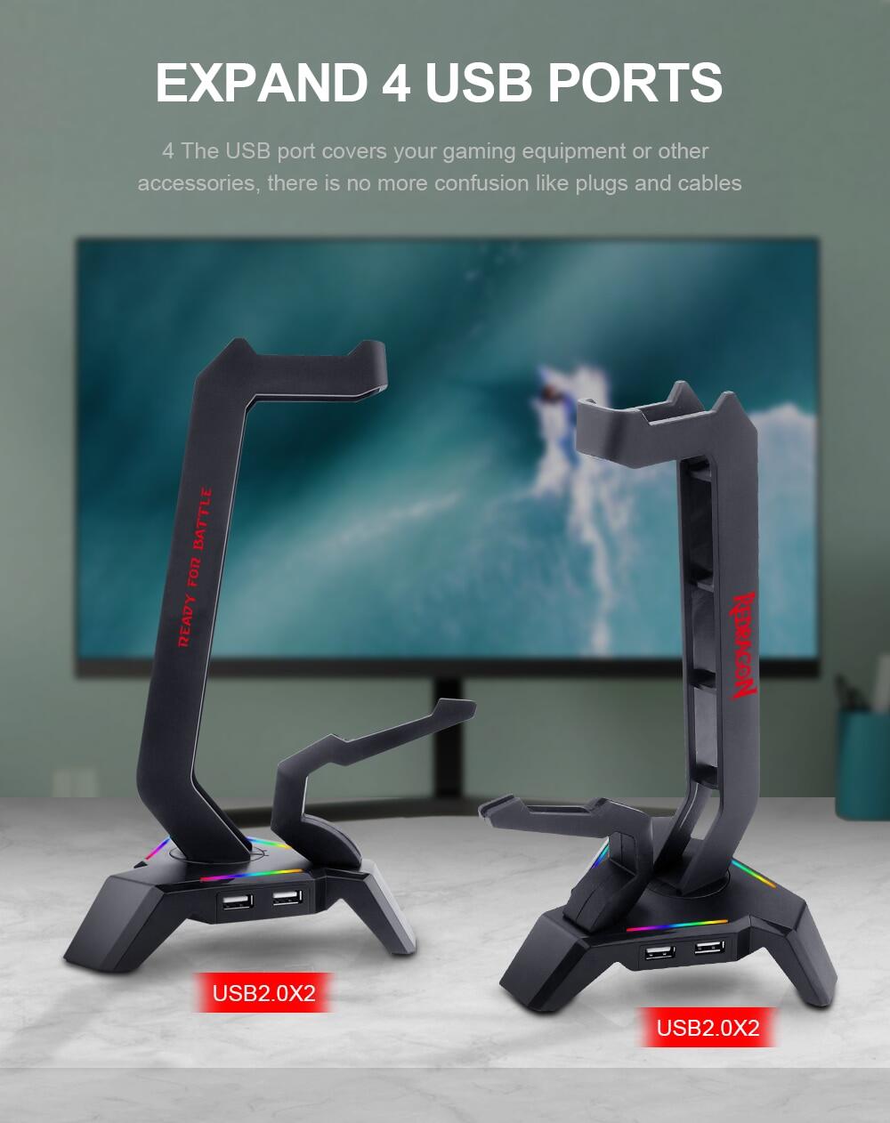 Redragon HA311 SCEPTER ELITE RGB Gaming Headphones Stand and Mouse Bungee with 4 USB 2.0 HUB Port 12 58cd1c6cc069c5b1de22eea17d746ef6