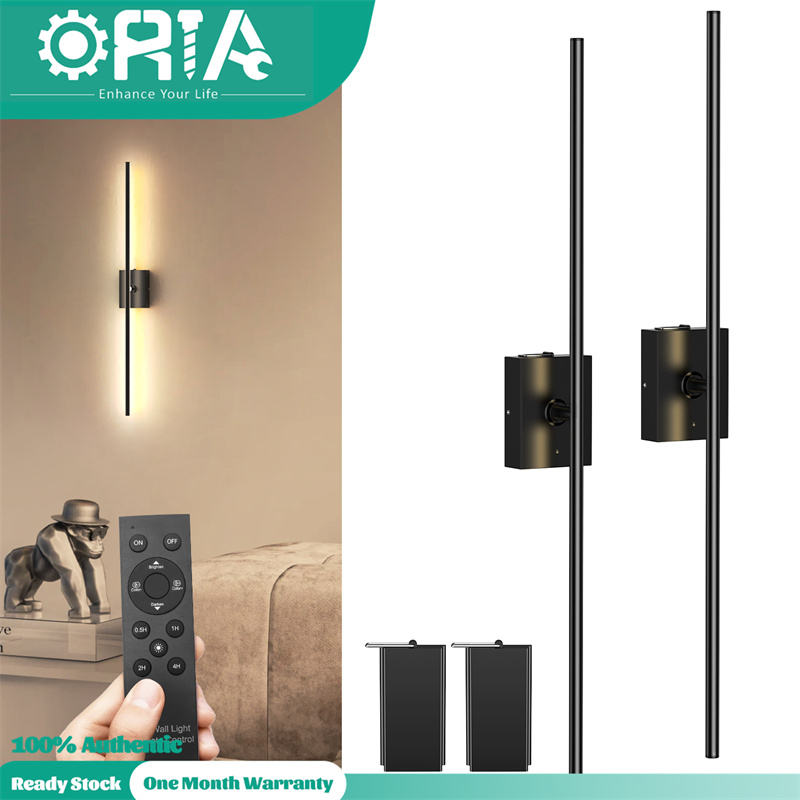 ORIA LED Wall Light Sconce with Remote Control 5000 mAh Rechargeable Battery Powered 2-Pack Wall Sconces Dimmable Led Lights for Bedroom Wall Decor Hallway 31 Inch 3000K-6500K
