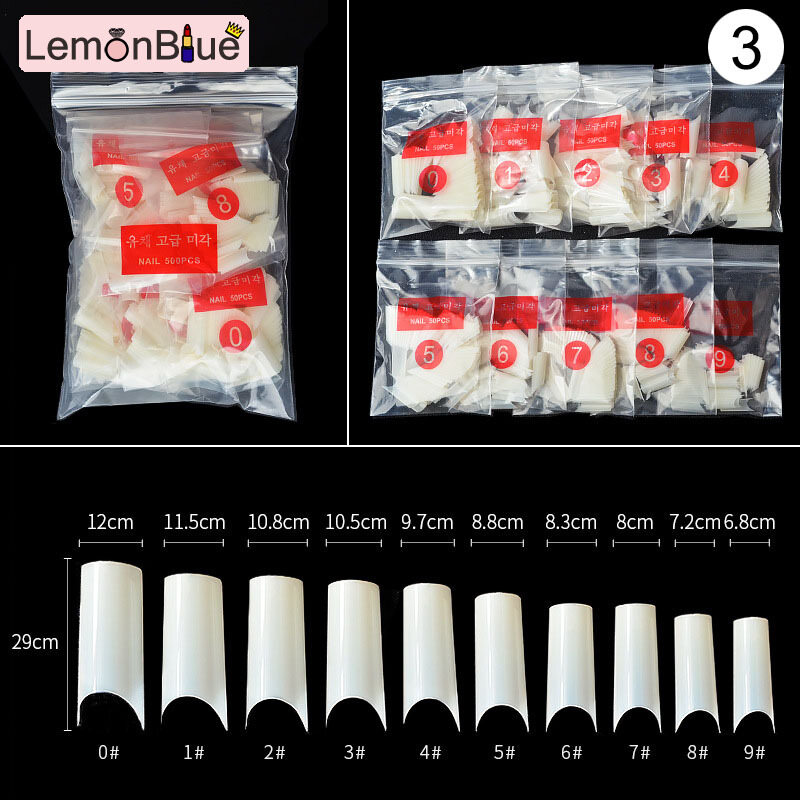 Gambar LemonBlue 500pcs White Nail Art Tips Plastic French Artificial Nail Tips