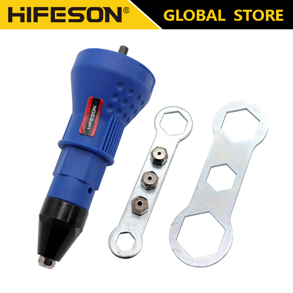 Hifeson đai ốc đinh tán điện g-u-n connetor dụng cụ tán đinh bộ chuyển đổi máy khoan tán đinh không dây dụng cụ chèn đai ốc bộ chuyển đổi máy khoan tán đinh bộ dụng cụ đinh 2.4mm-4.8mm