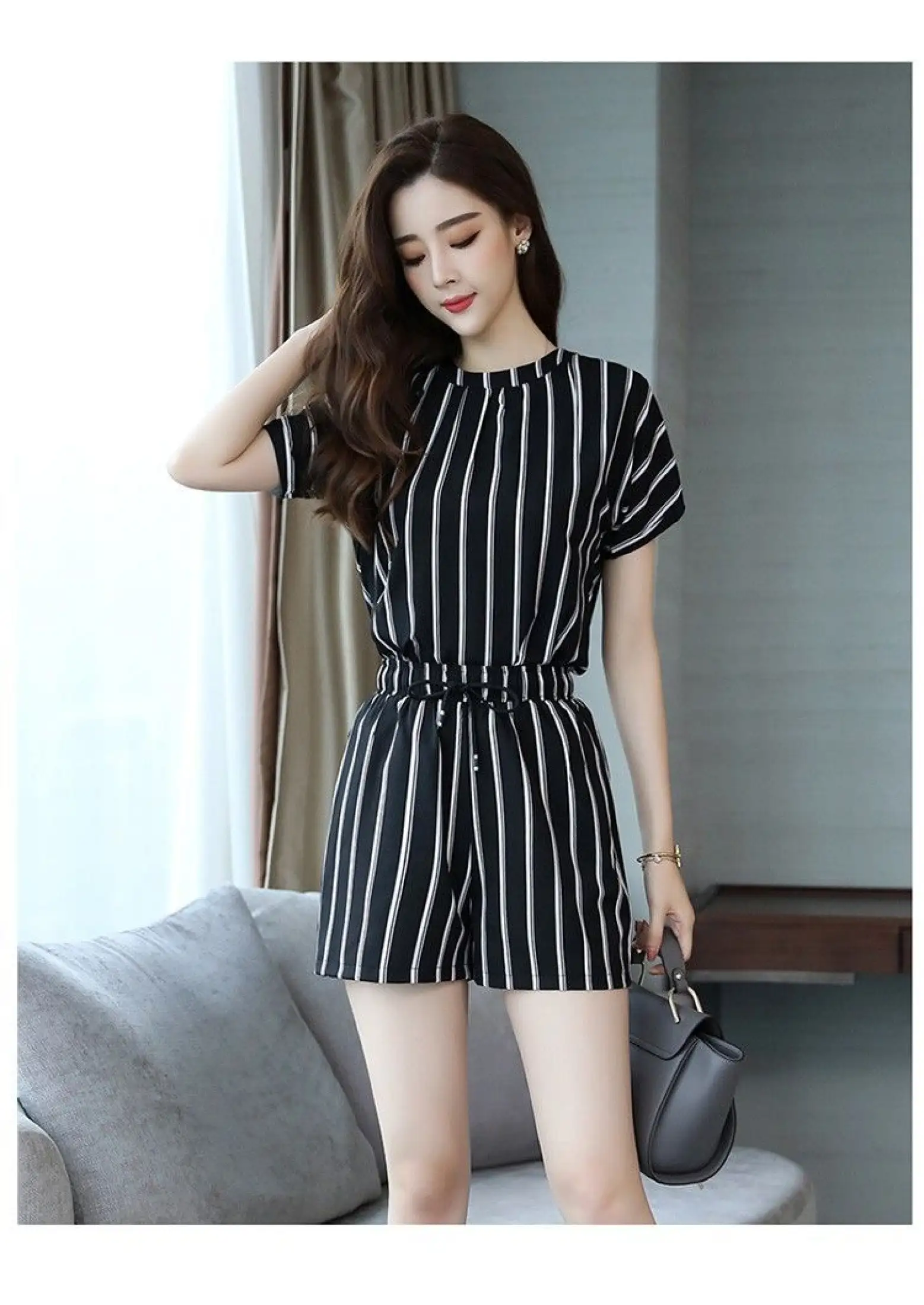 Easycore Fashion Set Women 21 New Arrival Stripe High Waist Shorts Slim Tops Korean Outfit Lazada Ph