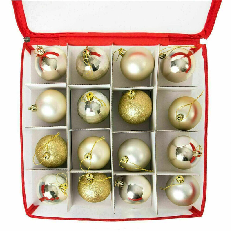 Christmas Ornament Storage Box 64 Grid Christmas Balls Decor Plastic Storage  Bin with Lid, Organizer with Dividers