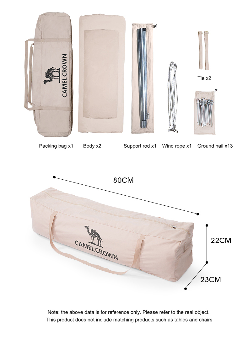 CAMELCROWN Camel Outdoor Camping Indian Tent Portable Folding Large Pyramid Cotton Tent Rainproof · v25