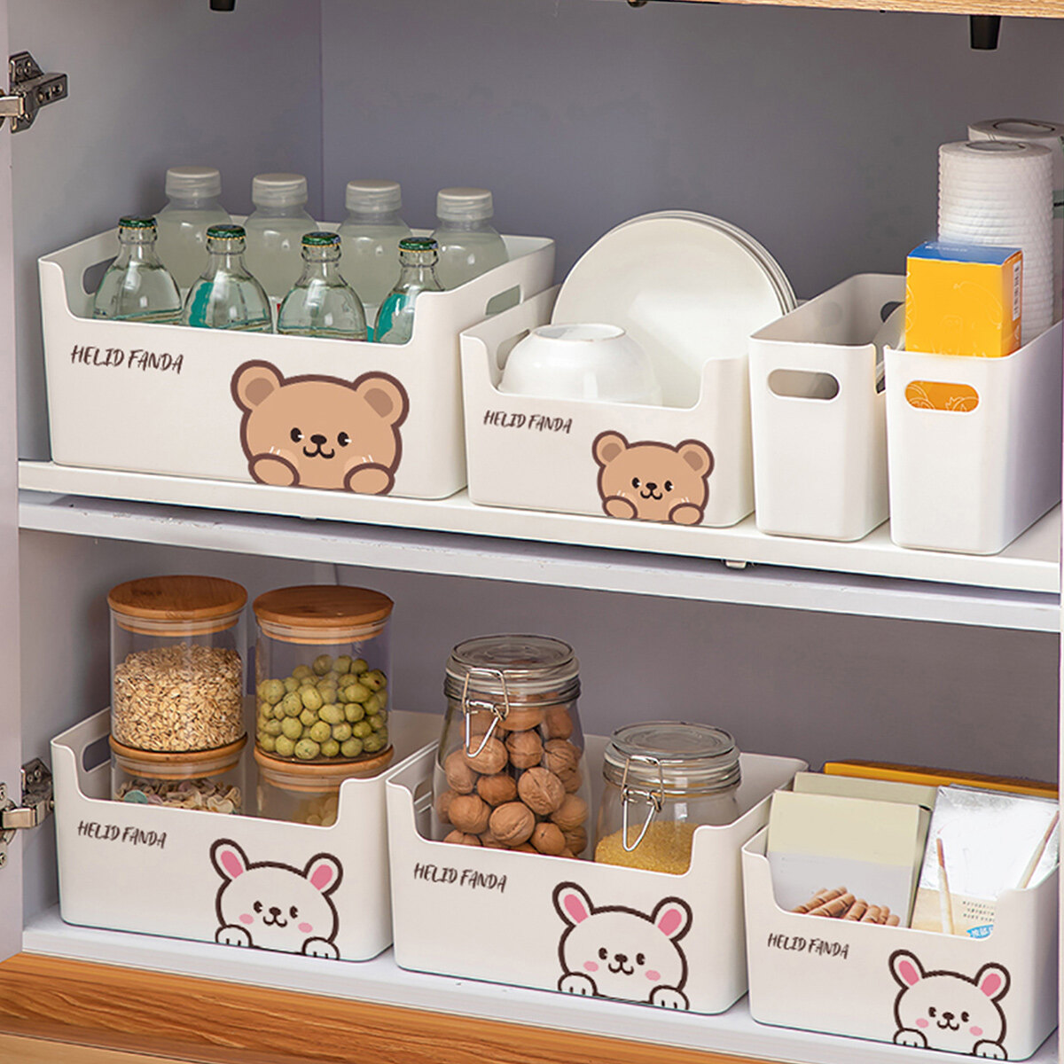 Worthbuy nhà bếp hộp lưu trữ nhựa Chai đựng gia vị bộ đồ ăn lưu trữ container tổ chức của tủ và ngăn kéo