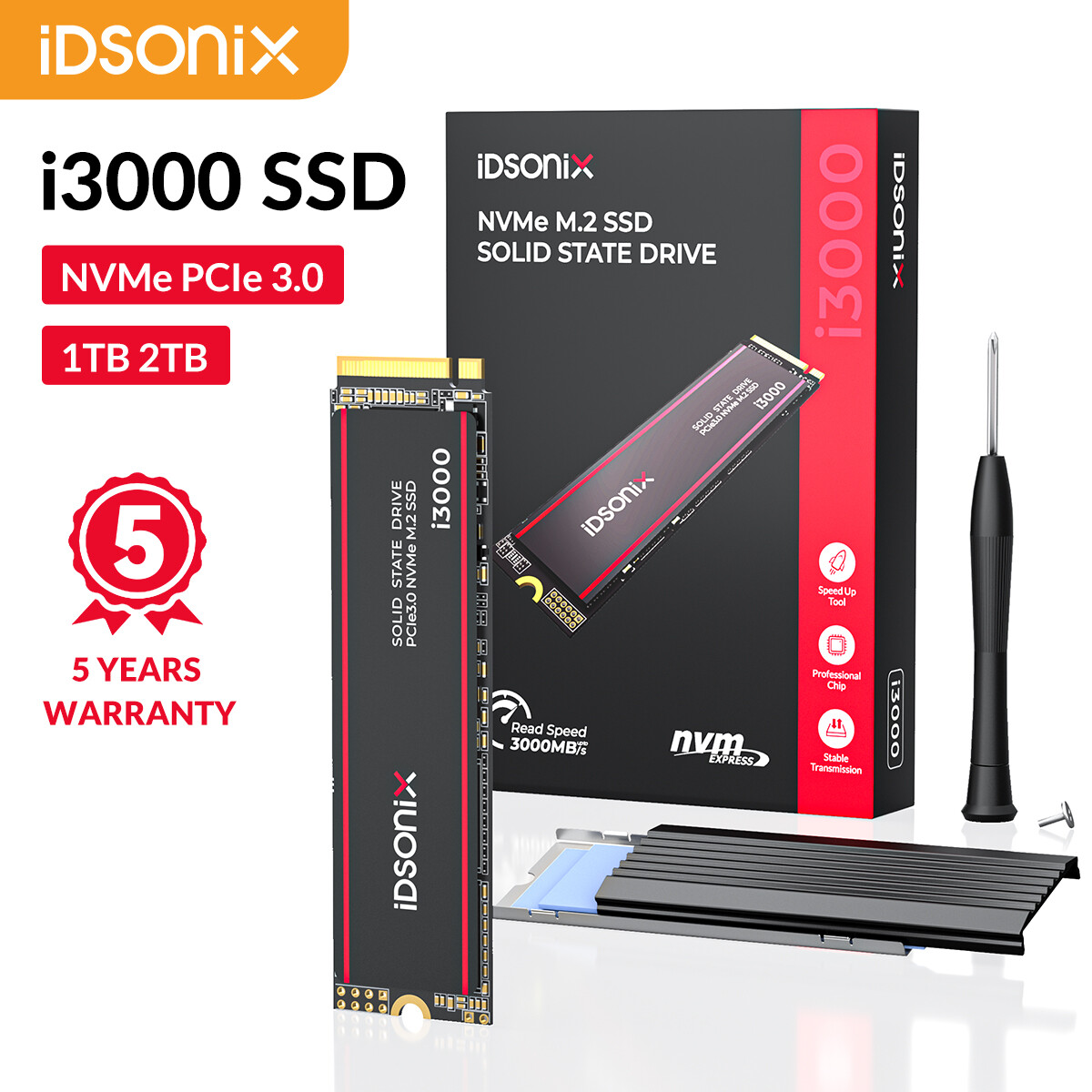iDsonix Solid State Drive PCIe3.0 NVMe M.2 SSD Internal Solid State Drive M.2 M Key 2280 for Laptop Desktop ราคา 980 บาท*ส่งฟรี