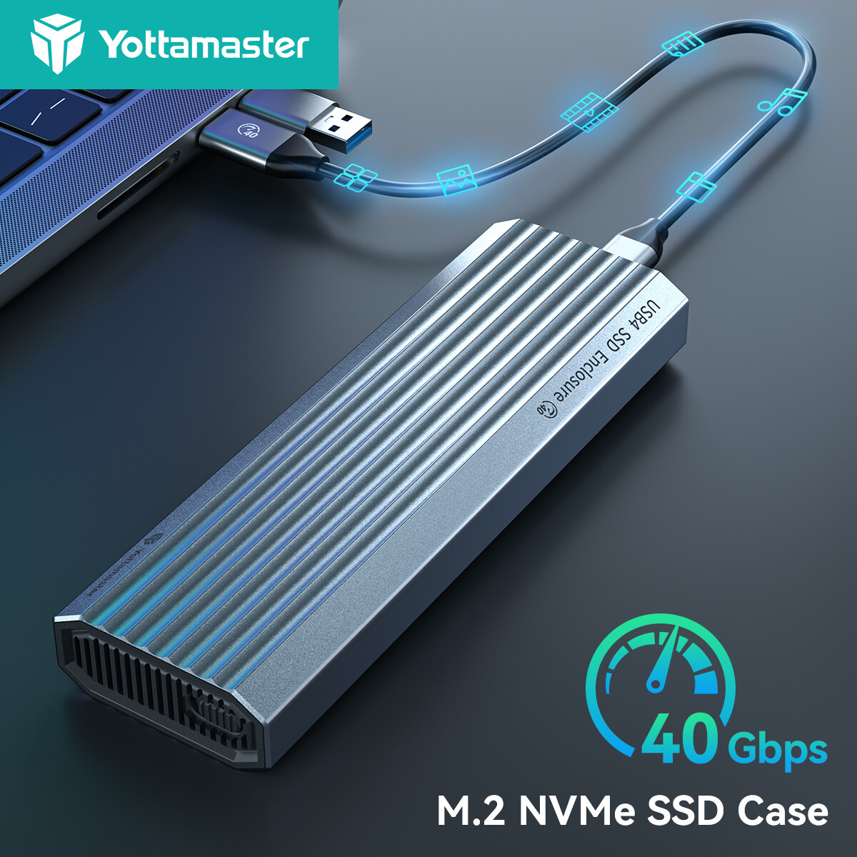 Yottamaster M.2 SSD NVMe External Case 40Gbps USB4.0 High Speed M2 Enclosure USB4 Solid State Disk Cover with Cooling Fan for PC Laptop ราคา 3,848 บาท*ส่งฟรี