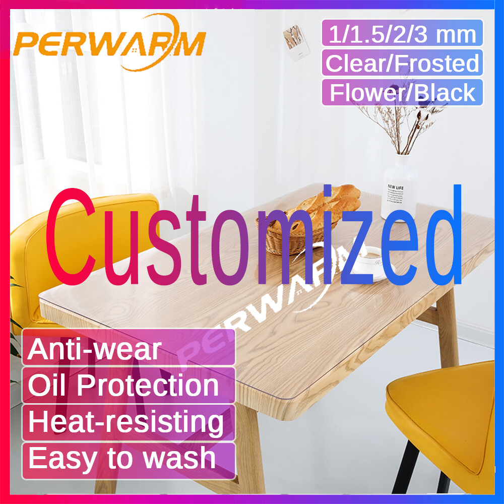 Gambar ?3mm Customized?Rectangle Round Soft Glass Customizable Tablecloth PVC Table Cloth Waterproof Oilproof Kitchen Dining Protector Cover for Rectangular Table