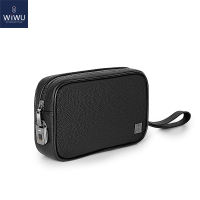 Wiwu da thật Túi lưu trữ túi kèm quai đeo tay chống thấm nước với chống trộm khóa vân tay Pouch sức chứa lớn hơn để lưu trữ thêm phụ kiện du lịch Túi doanh nhân cho nam giới